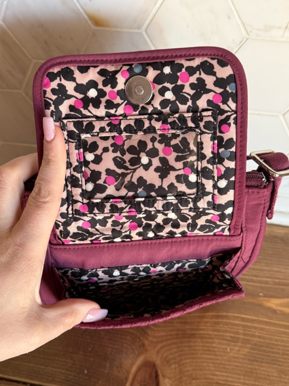 Vera Bradley Quilted Crossbody Bag in Rose Pink - Picture 4 of 6